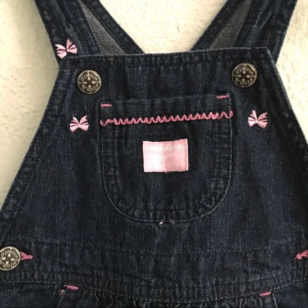 OshKosh B’Gosh overalls pink bow denim dress 3T‎